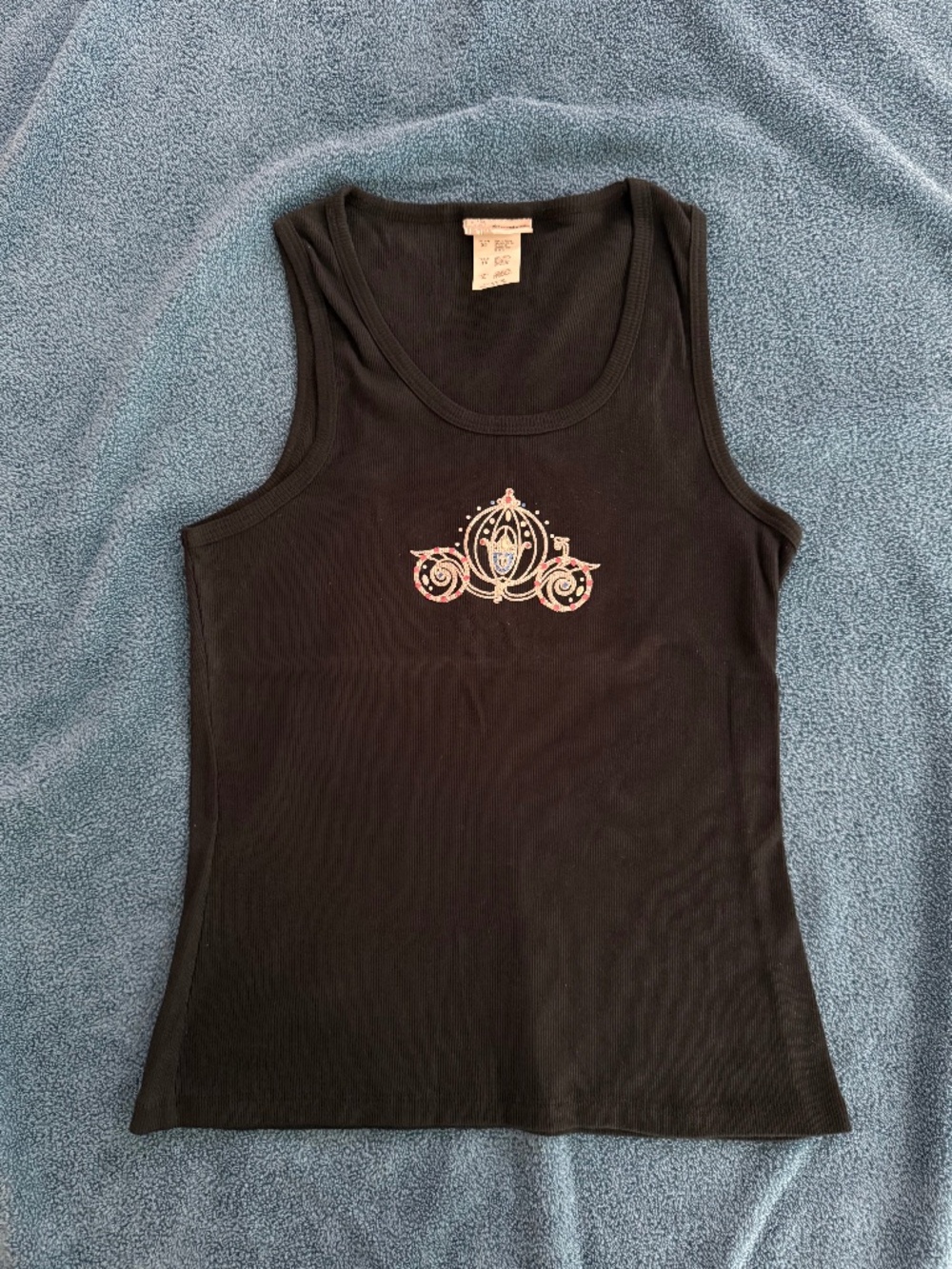 Disneyland Black Ribbed Cinderella Tank Women’s XL NWOT